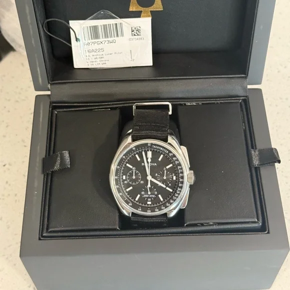 Bulova Silver and Black Chronograph Watch - Picture 1 of 7
